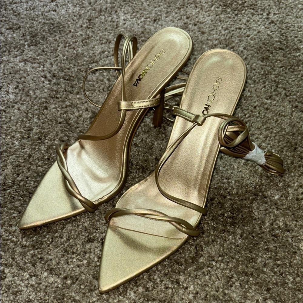 Fashion Nova Gold Elegant Heels
